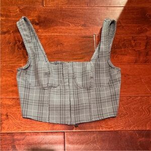 Full Tilt Monochrome Checkered Crop Top
